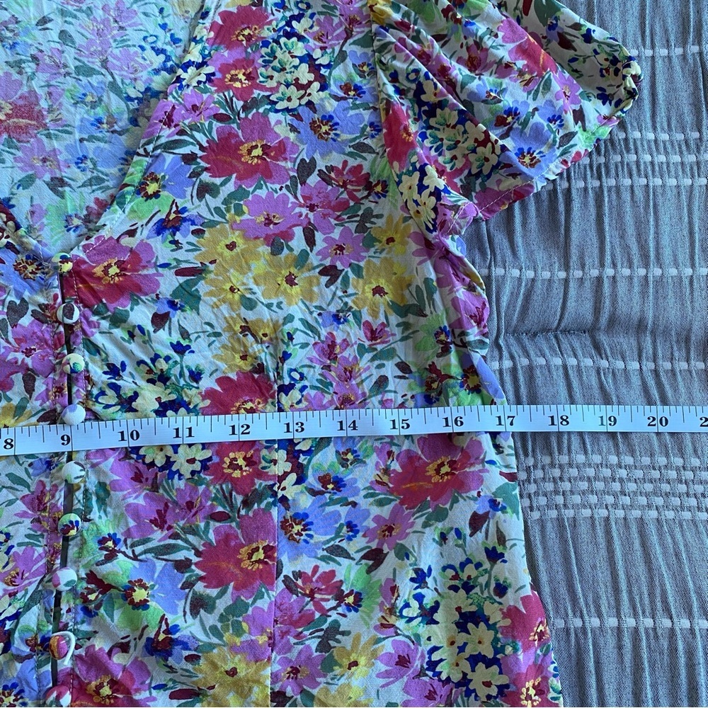 Gap Crepe Flutter-Sleeve Top Spring Multi Floral V Neck Short Sleeve Small Crop - Picture 12 of 13